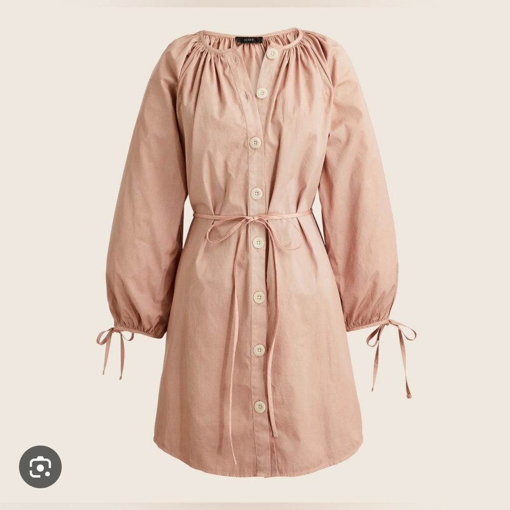 Jcrew tie sleeve button up cotton poplin dress